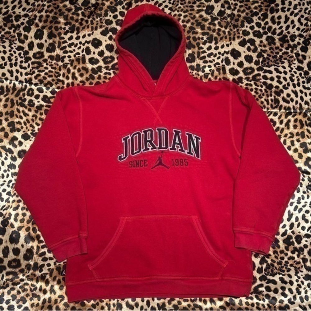 Jordan Youth Red Pullover Logo Hoodie